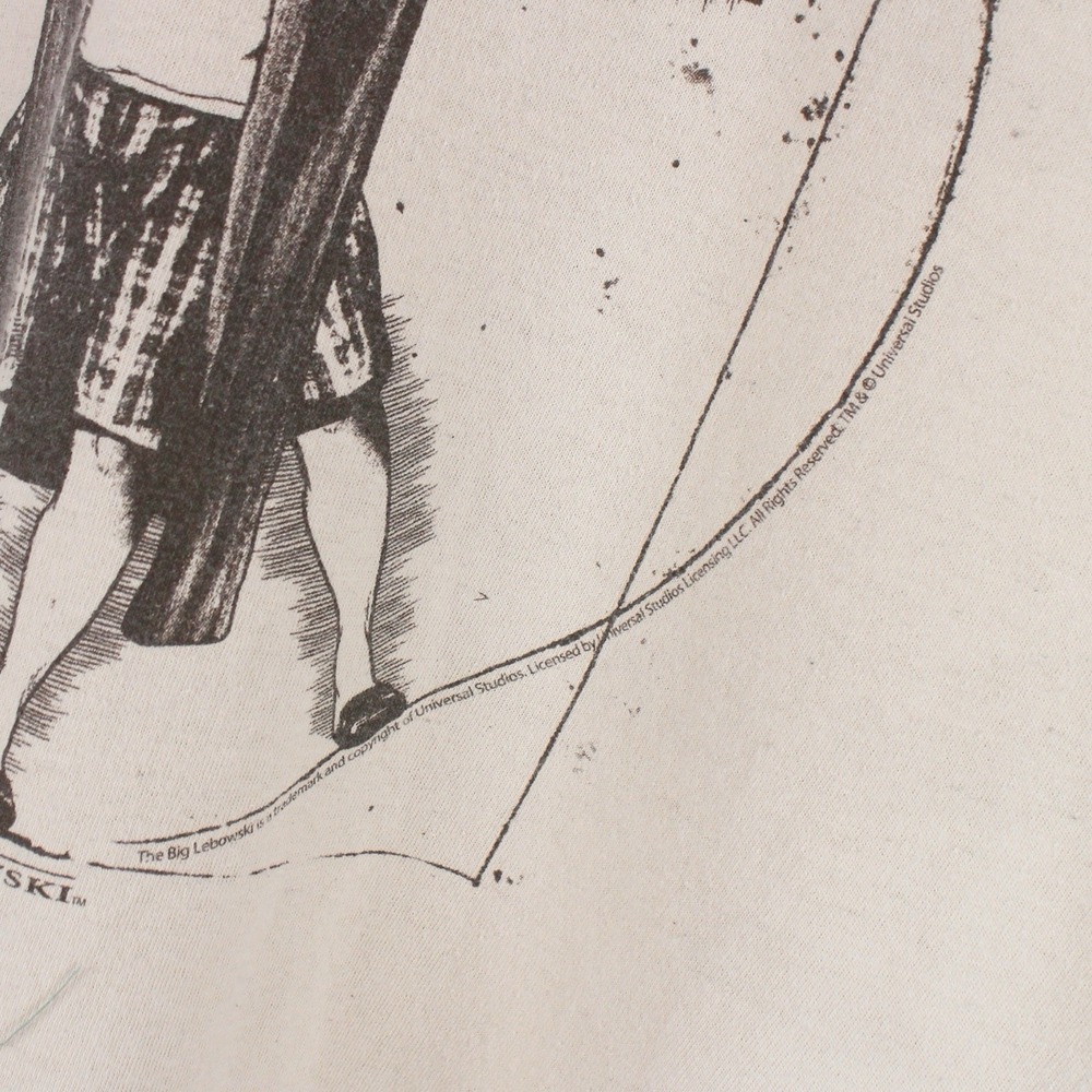 Vintage Big Lebowski Vitruvian Dude T-Shirt XL Gildan Cotton Beige Movie Tee - Picture 3 of 5